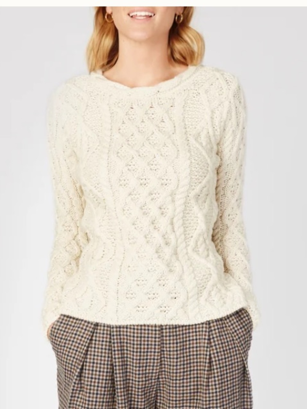 Irelandseye Lattice Cable Lambay Aran Sweater Medium